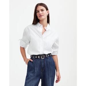 Madewell Relaxed Button-Up Shirt Eyelet White NS331 L Casual Office Work Capsule